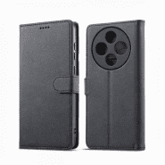 کیف کلاسوری چرمی مشکی برای گوشی شیائومی Redmi 14C با درب مگنت دار و قابلیت استند