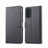 کیف کلاسوری چرمی مشکی برای گوشی سامسونگ Galaxy A13 با درب مگنت دار و قابلیت استند