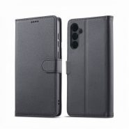 کیف کلاسوری چرمی مشکی برای گوشی سامسونگ Galaxy A14 با درب مگنت دار و قابلیت استند