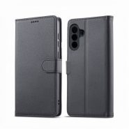 کیف کلاسوری چرمی مشکی برای گوشی سامسونگ Galaxy A17 با درب مگنت دار و قابلیت استند