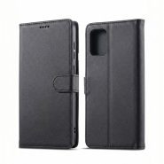 کیف کلاسوری چرمی مشکی برای گوشی سامسونگ Galaxy A31 با درب مگنت دار و قابلیت استند