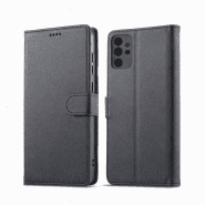 کیف کلاسوری چرمی مشکی برای گوشی سامسونگ Galaxy A71 با درب مگنت دار و قابلیت استند
