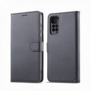 کیف کلاسوری چرمی مشکی برای گوشی شیائومی Redmi note 11s با درب مگنت دار و قابلیت استند
