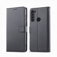 کیف کلاسوری چرمی مشکی برای گوشی شیائومی Redmi note 8 با درب مگنت دار و قابلیت استند