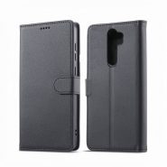 کیف کلاسوری چرمی مشکی برای گوشی شیائومی Redmi note 8 pro با درب مگنت دار و قابلیت استند