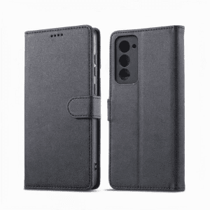 کیف کلاسوری چرمی مشکی برای گوشی شیائومی Redmi 15 با درب مگنت دار و قابلیت استند