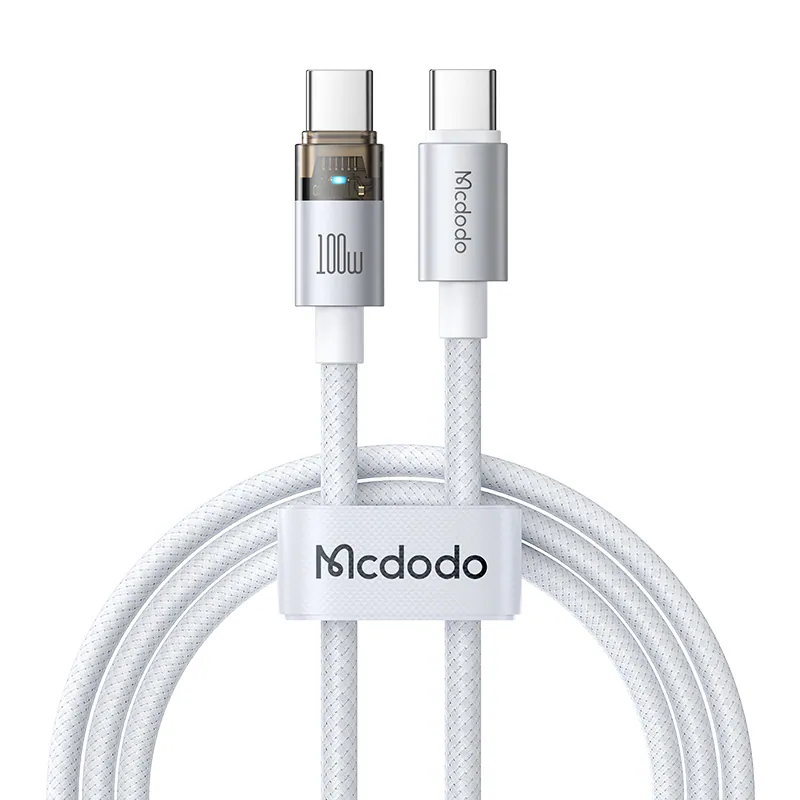 کابل شارژ USB-C به USB-C مک دودو مدل CA-5582 با توان 100 وات، طول 1.8 متر و نشانگر LED کابل شارژ USB-C به USB-C مک دودو مدل CA-5582 با توان 100 وات، طول 1.8 متر و نشانگر LED