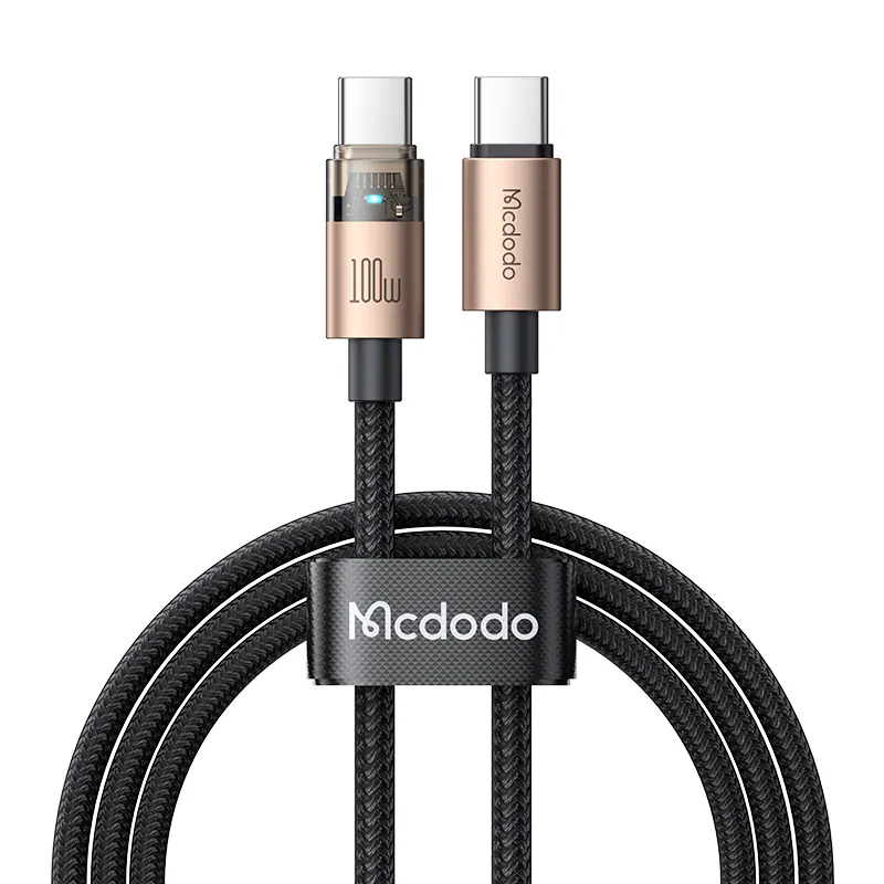 کابل شارژ USB-C به USB-C مک دودو مدل CA-5582 با توان 100 وات، طول 1.8 متر و نشانگر LED کابل شارژ USB-C به USB-C مک دودو مدل CA-5582 با توان 100 وات، طول 1.8 متر و نشانگر LED