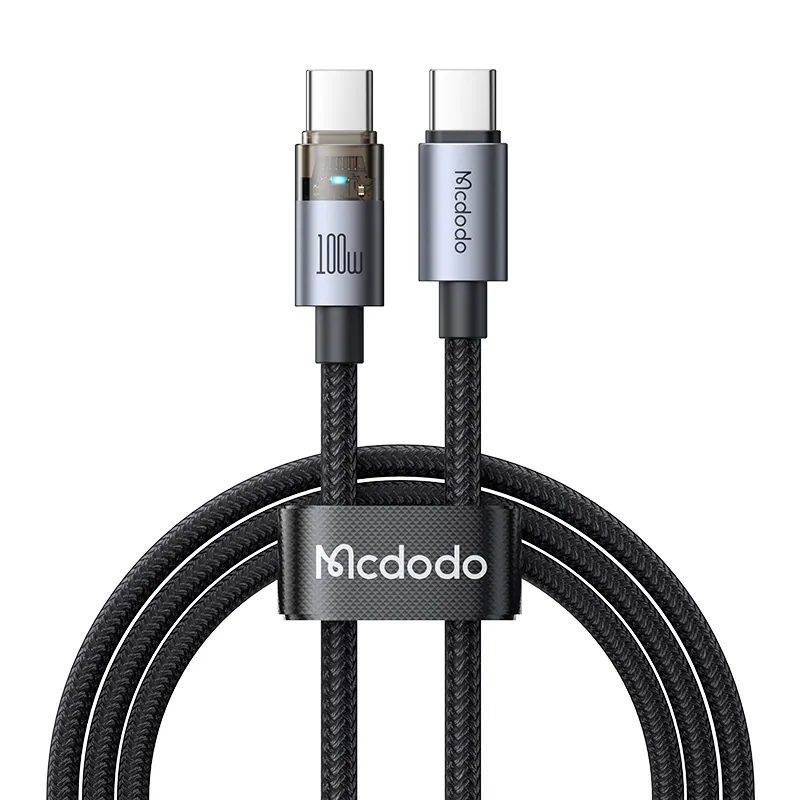 کابل شارژ USB-C به USB-C مک دودو مدل CA-5582 با توان 100 وات، طول 1.8 متر و نشانگر LED کابل شارژ USB-C به USB-C مک دودو مدل CA-5582 با توان 100 وات، طول 1.8 متر و نشانگر LED
