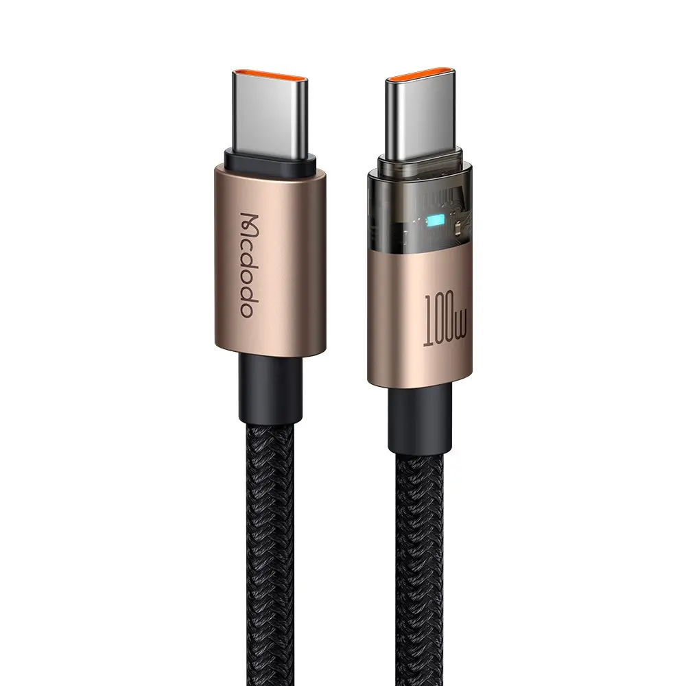 کابل شارژ USB-C به USB-C مک دودو مدل CA-5582 با توان 100 وات، طول 1.8 متر و نشانگر LED کابل شارژ USB-C به USB-C مک دودو مدل CA-5582 با توان 100 وات، طول 1.8 متر و نشانگر LED