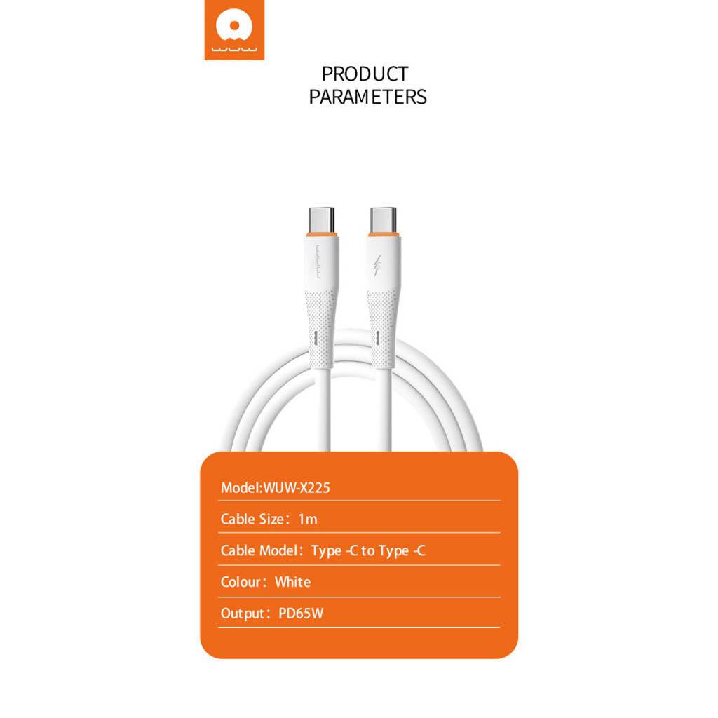 کابل شارژ 60 وات USB-C به USB-C WUW X225 کابل شارژ 60 وات USB-C به USB-C WUW X225