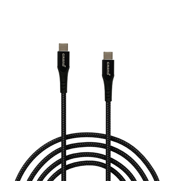 کابل شارژ فوق سریع 66 وات USB-C به USB-C گرند مدل GK-72 با روکش کنفی و جریان 6 آمپر کابل شارژ فوق سریع 66 وات USB-C به USB-C گرند مدل GK-72 با روکش کنفی و جریان 6 آمپر