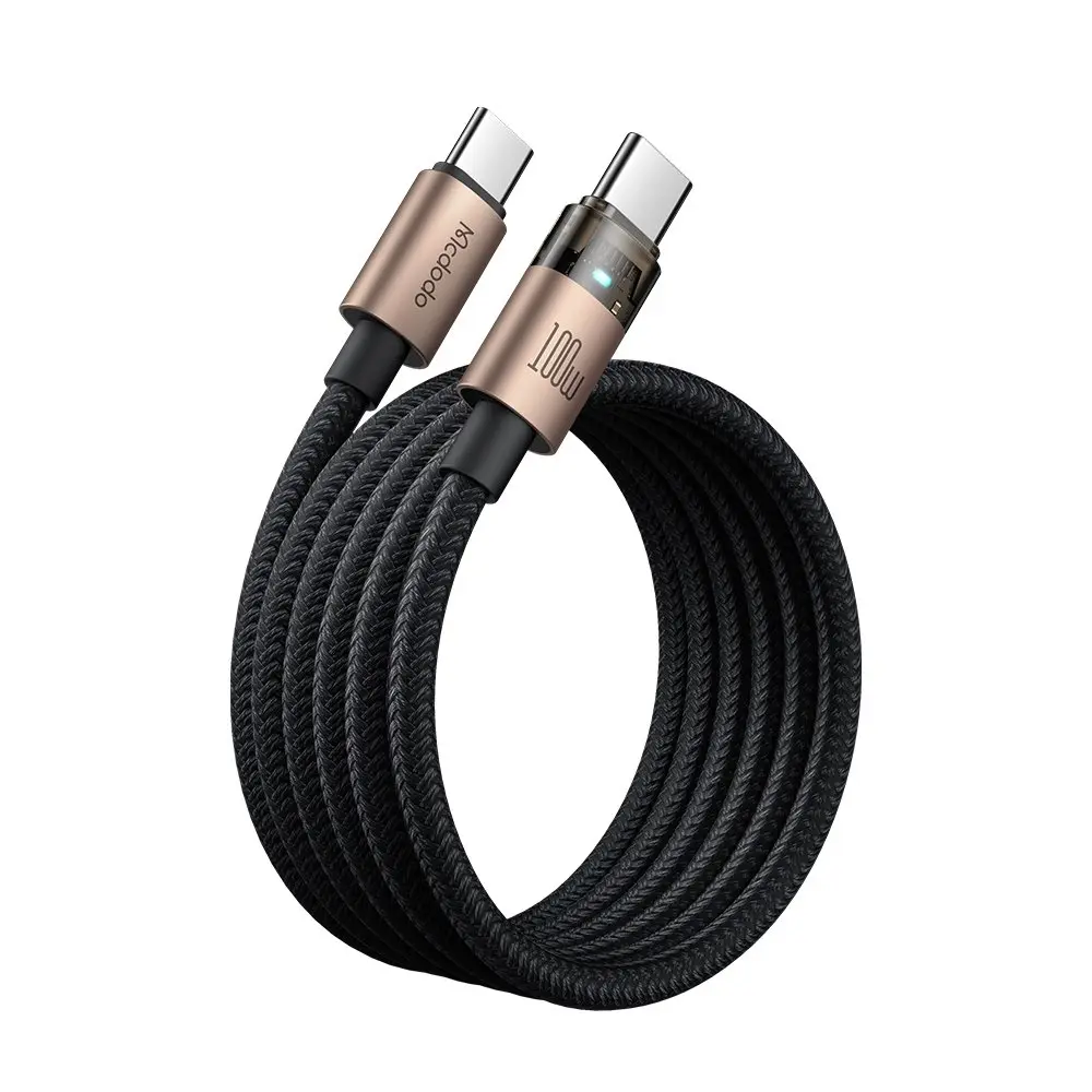 کابل شارژ USB-C به USB-C مک دودو مدل CA-5582 با توان 100 وات، طول 1.8 متر و نشانگر LED کابل شارژ USB-C به USB-C مک دودو مدل CA-5582 با توان 100 وات، طول 1.8 متر و نشانگر LED