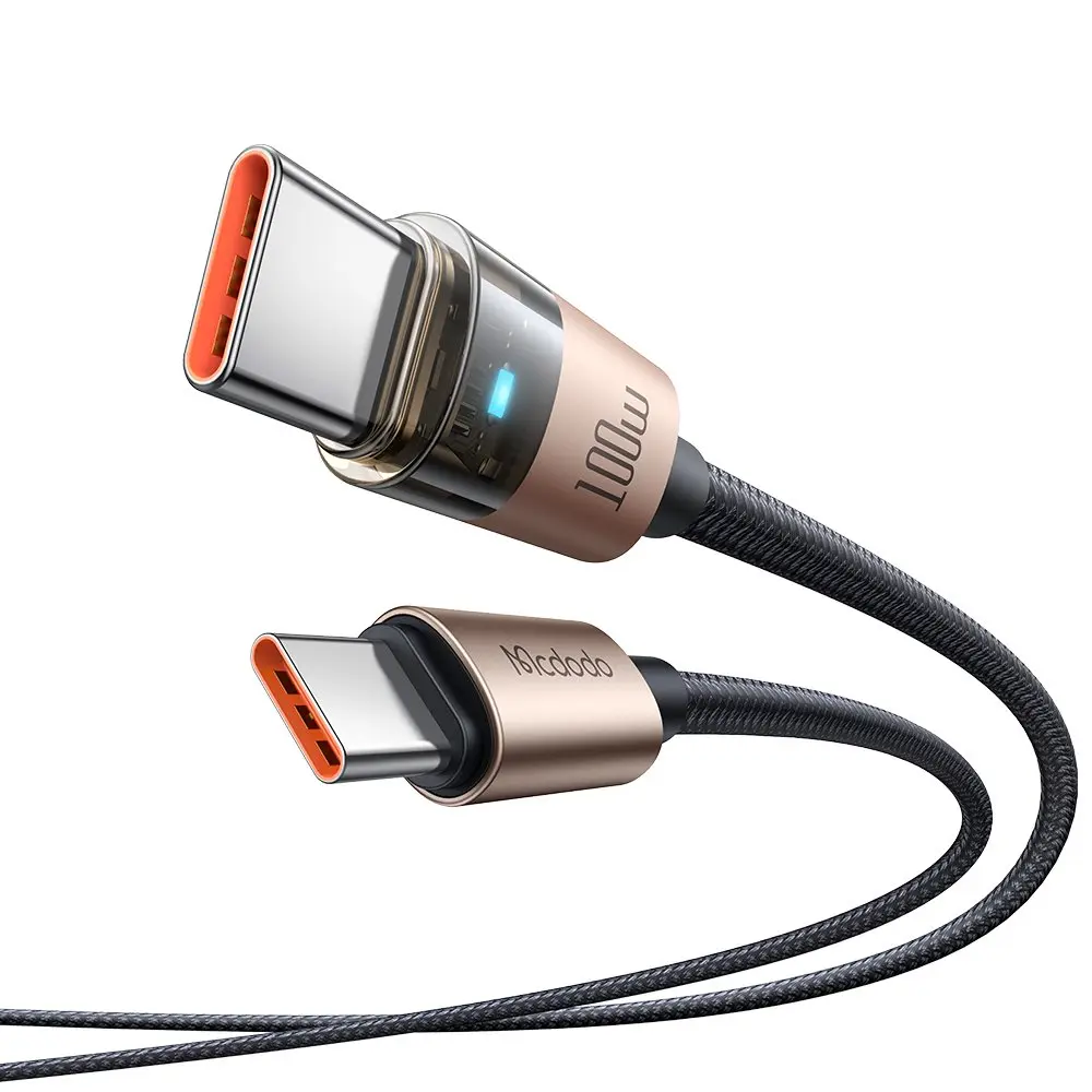 کابل شارژ USB-C به USB-C مک دودو مدل CA-5582 با توان 100 وات، طول 1.8 متر و نشانگر LED کابل شارژ USB-C به USB-C مک دودو مدل CA-5582 با توان 100 وات، طول 1.8 متر و نشانگر LED