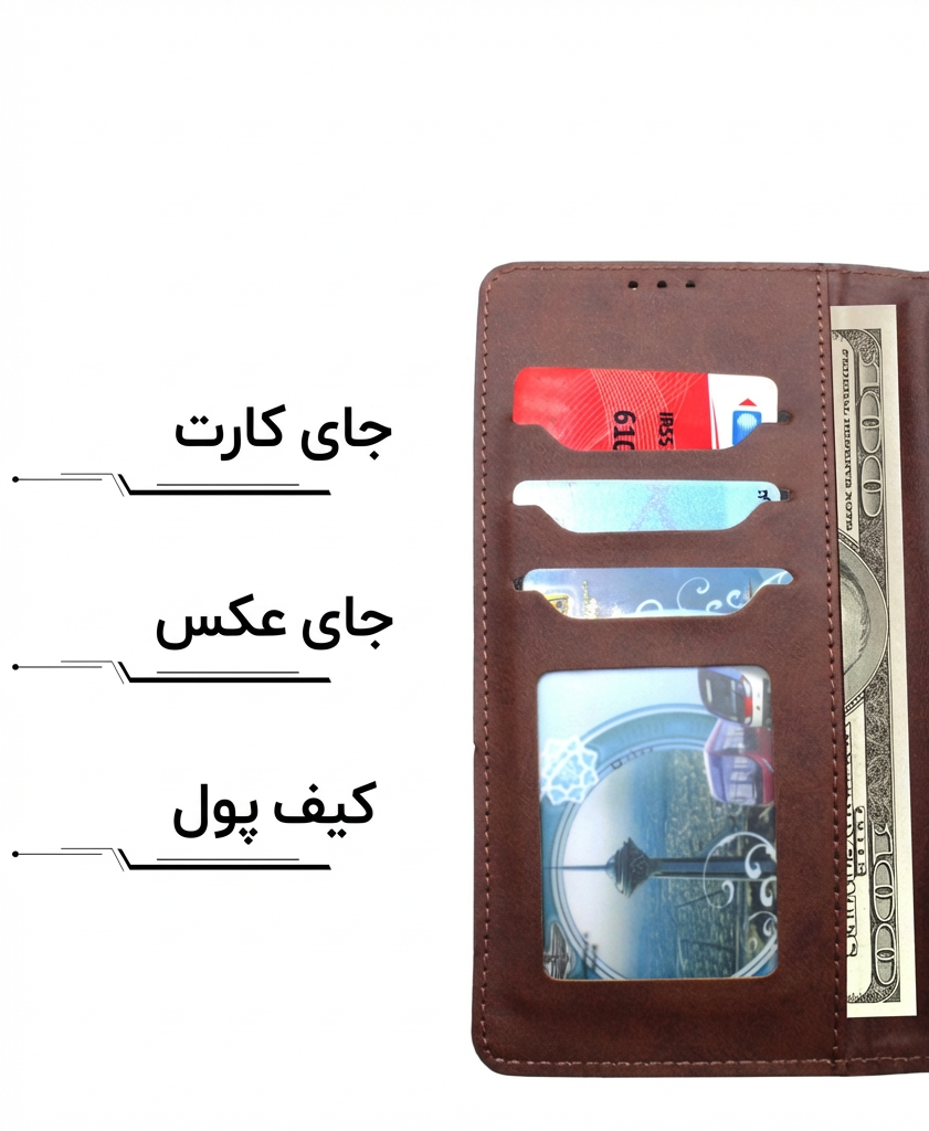 کیف کلاسوری چرمی مشکی برای گوشی کیف کلاسوری چرمی مشکی برای گوشی
