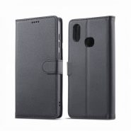 کیف کلاسوری چرمی مشکی برای گوشی سامسونگ Galaxy A10s با درب مگنت دار و قابلیت استند