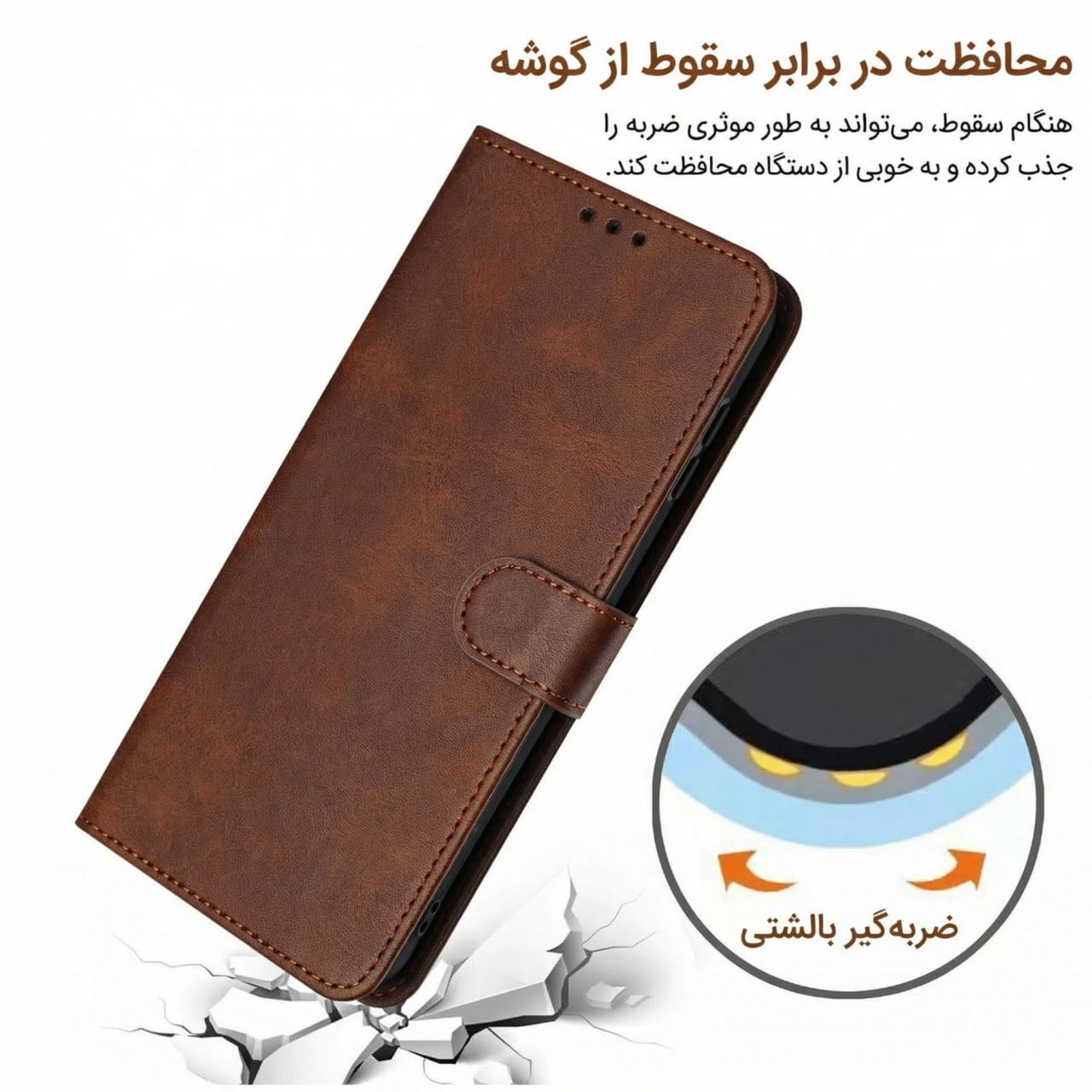 کیف کلاسوری چرمی مشکی برای گوشی سامسونگ Galaxy A06 با درب مگنت دار و قابلیت استند کیف کلاسوری چرمی مشکی برای گوشی سامسونگ Galaxy A06 با درب مگنت دار و قابلیت استند