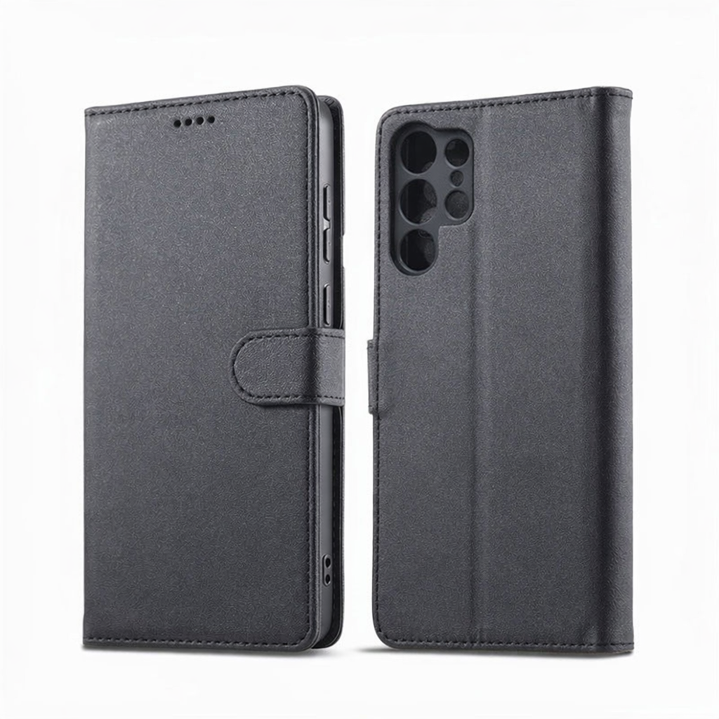 کیف کلاسوری چرمی مشکی برای گوشی سامسونگ Galaxy S24 ultra با درب مگنت دار و قابلیت استند کیف کلاسوری چرمی مشکی برای گوشی سامسونگ Galaxy S24 ultra با درب مگنت دار و قابلیت استند