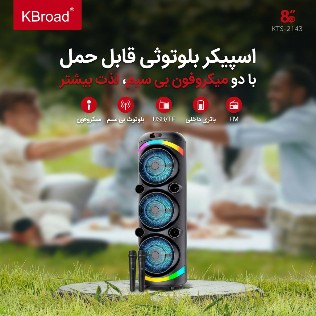 اسپیکر بلوتوثی پارتی باکس مدل KTS-2143 اسپیکر بلوتوثی پارتی باکس مدل KTS-2143