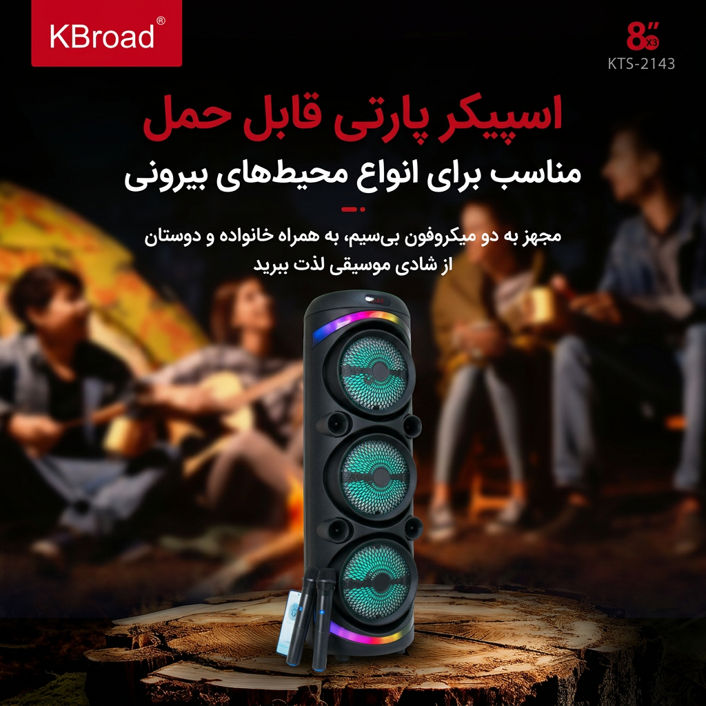 اسپیکر بلوتوثی پارتی باکس مدل KTS-2143 اسپیکر بلوتوثی پارتی باکس مدل KTS-2143